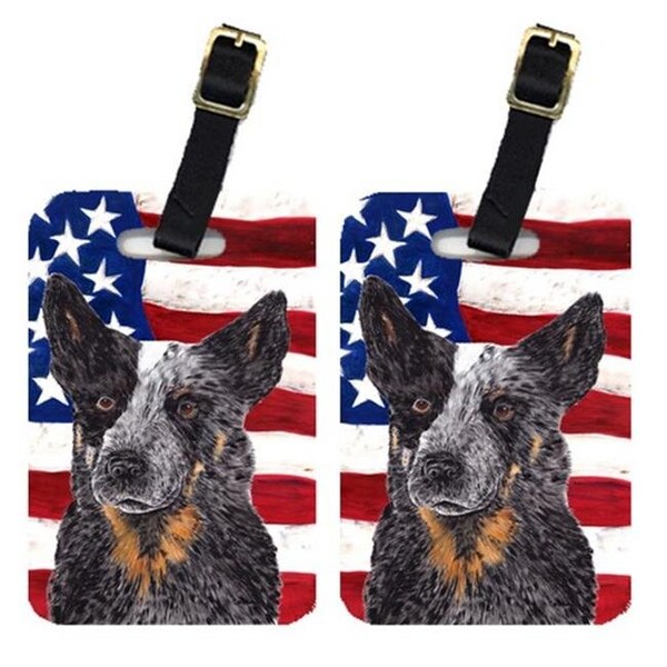 Carolines Treasures Carolines Treasures SC9109BT Pair Of USA American Flag With Australian Cattle Dog Luggage Tags SC9109BT - main